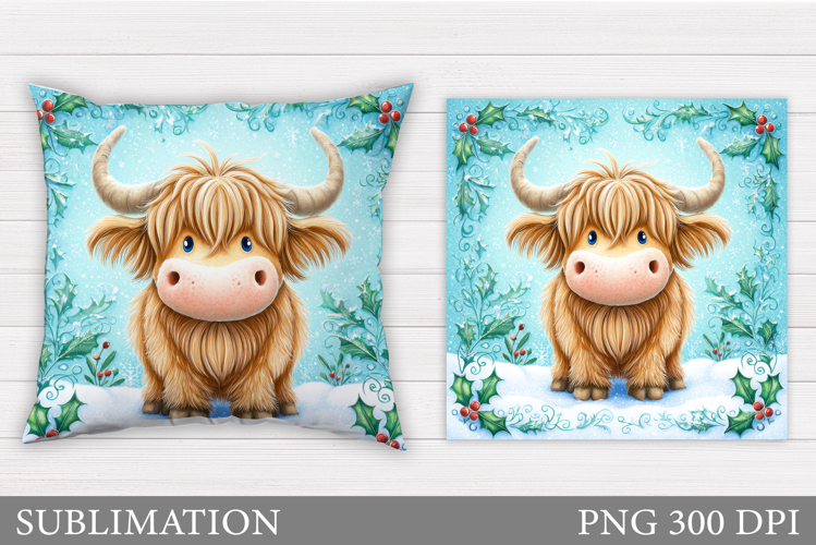 Christmas Cow Pillow Design. Christmas Pillow Sublimation