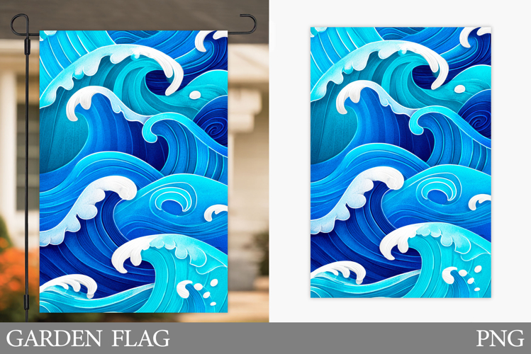 Sea Garden Flag Design. Waves Garden Flag Sublimation