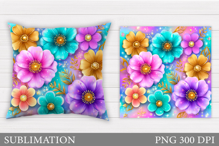 Flowers Pillow Design. Floral Pillow Sublimation