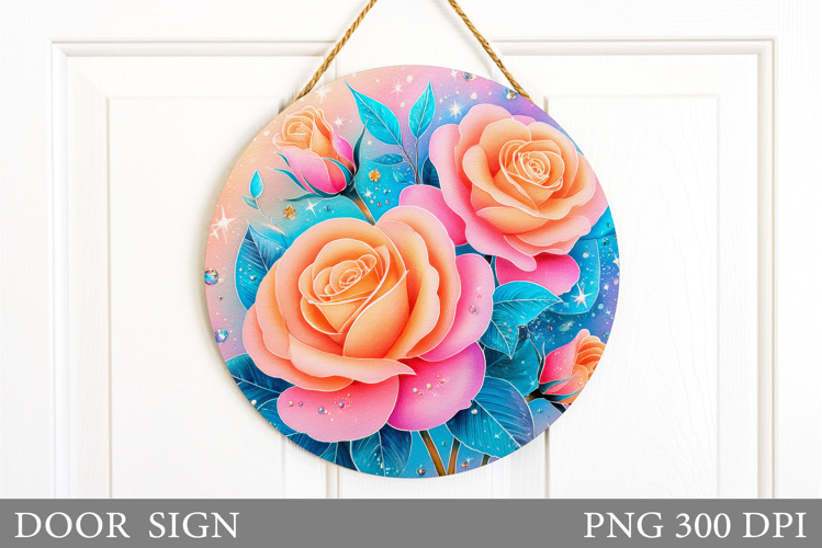 Roses Door Sign Sublimation. Flowers Door Sign Design