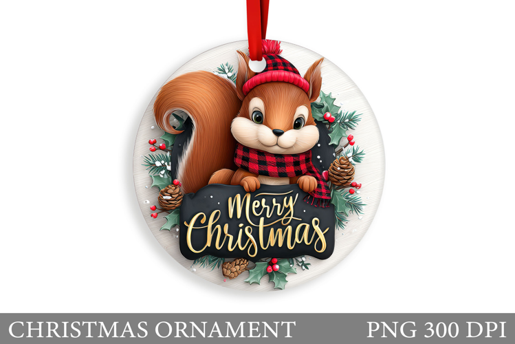 Cute Squirrel Christmas Ornament. Christmas Ornament Design