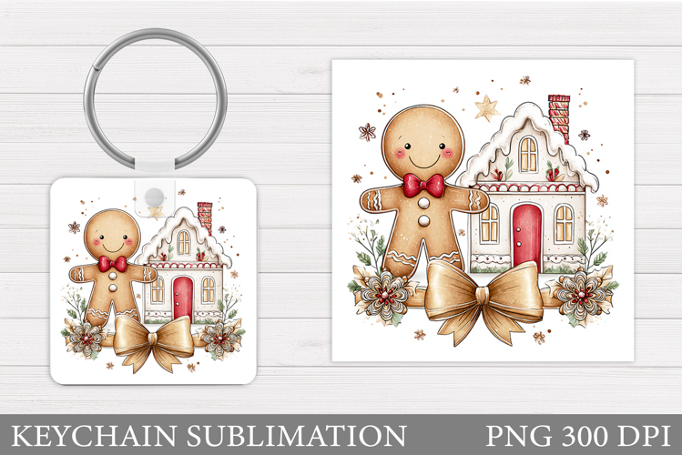 Cute Gingerbread Keychain. Christmas Keychain Sublimation