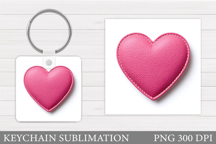 Heart Keychain Design. 3D Heart Keychain Sublimation example image 1