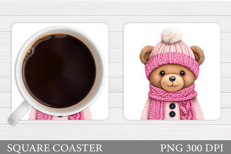 Cute Bear Coaster Design. Christmas Coaster Sublimation