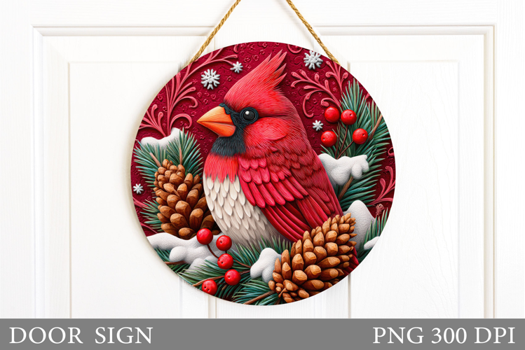 Cardinal Door Sign Design. Christmas Door Sign Sublimation