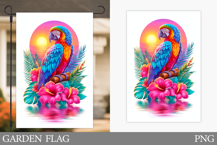 Parrot Garden Flag Design. Bird Garden Flag Sublimation
