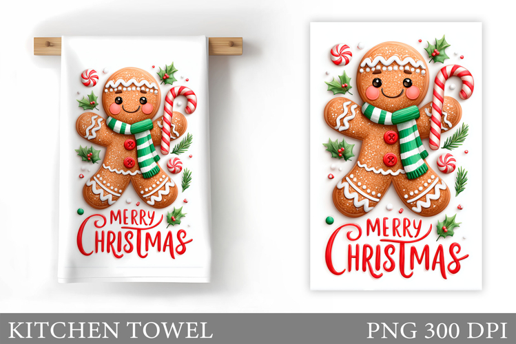 Gingerbread Kitchen Towel. Christmas Kitchen Towel Design