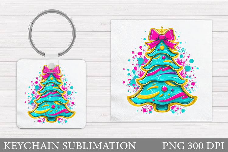 Christmas Tree Keychain. Christmas Keychain Sublimation