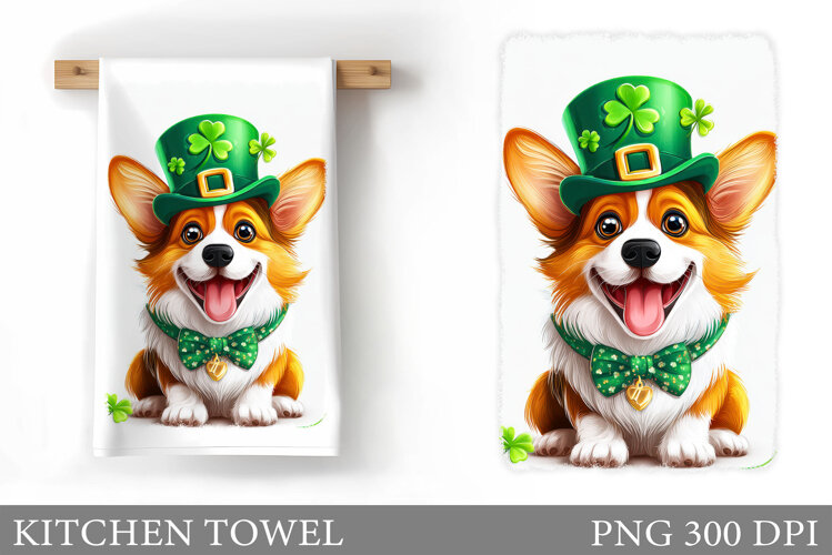 St Patrick Dog Kitchen Towel. St Patrick Kitchen Towel example image 1