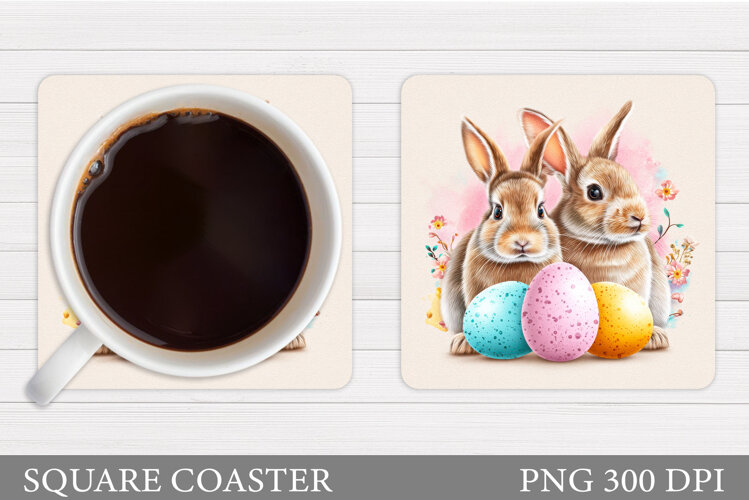 Easter Bunny Coaster Sublimation. Easter Coaster Design example image 1