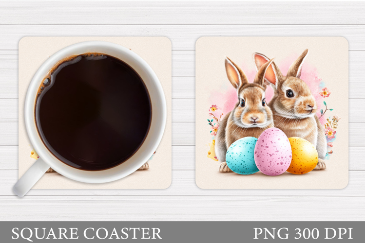 Easter Bunny Coaster Sublimation. Easter Coaster Design