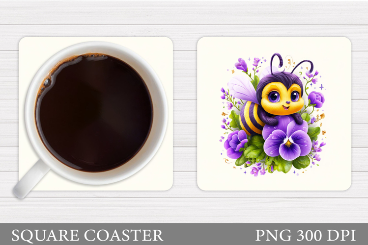 Cute Bee Coaster Design. Cute Bee Sublimation