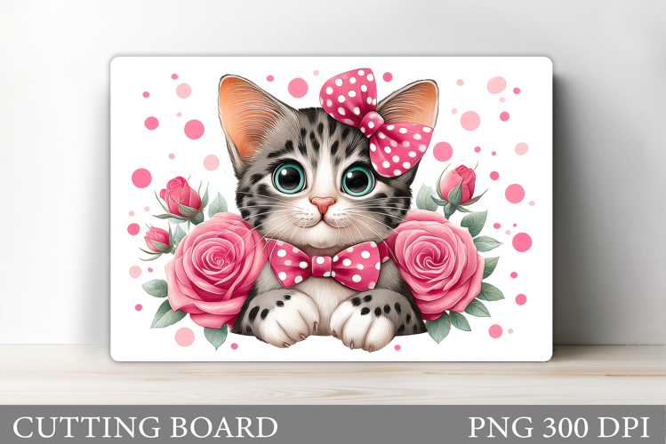 Cute Cat Cutting Board. Cat Flowers Cutting Board Design