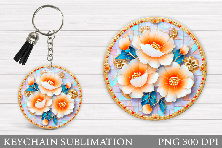 Flowers Keychain Design. Floral Keychain Sublimation