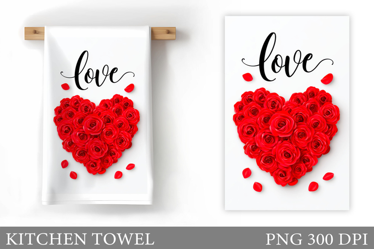 Love Kitchen Towel Sublimation. Valentines Kitchen Towel