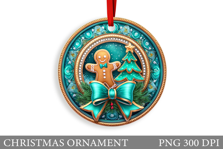 Gingerbread Christmas Ornament. Cute Raccoon Sublimation