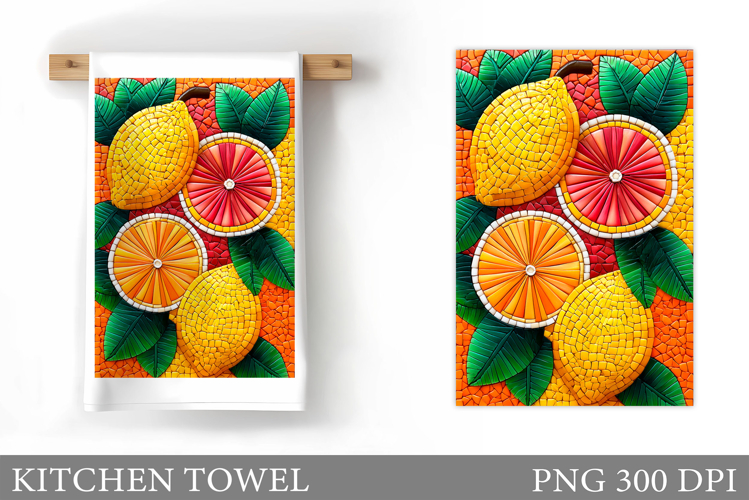 Lemons Kitchen Towel. Flowers Kitchen Towel Design