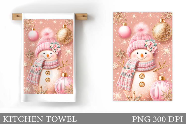 Cute Snowman Kitchen Towel. Christmas Kitchen Towel Design