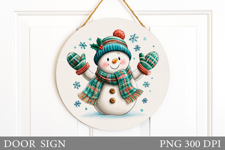 Snowman Door Sign Sublimation. Christmas Door Sign Design