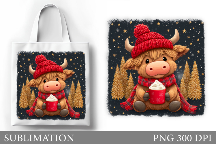 Christmas Cow Tote Bag. Christmas Tote Bag Sublimation