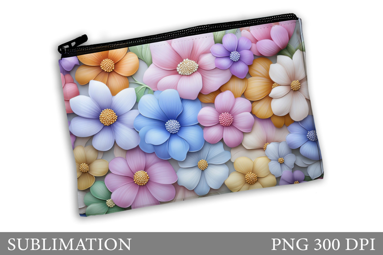 Flowers Makeup Bag Design. Flowers Sublimation