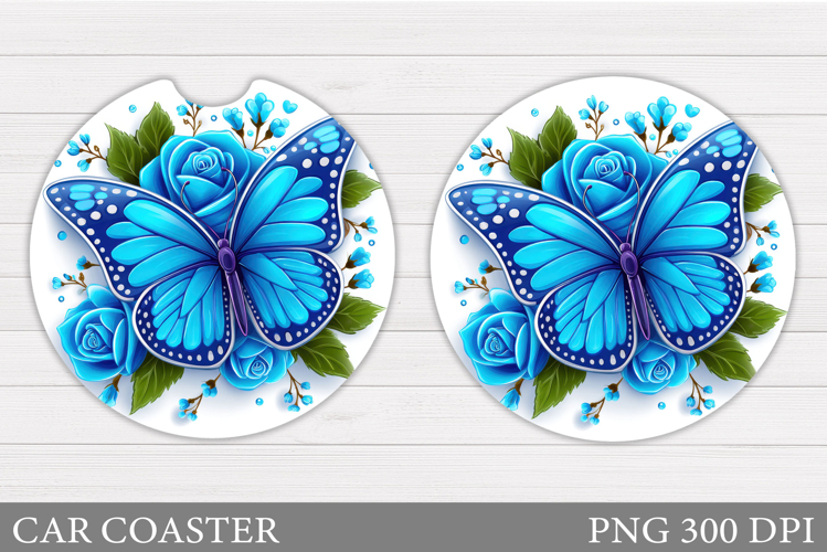 Butterfly Car Coaster Design. Roses Car Coaster Sublimation