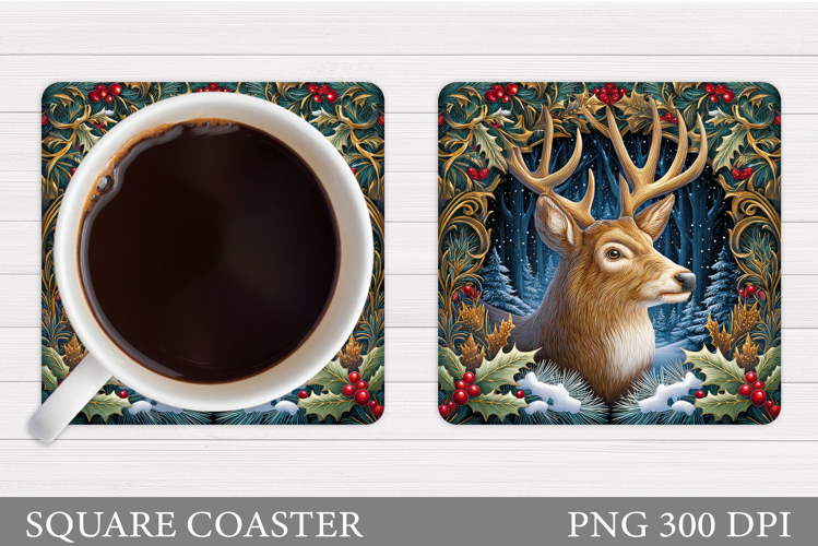 Reindeer Coaster Design. Christmas Coaster Sublimation example image 1