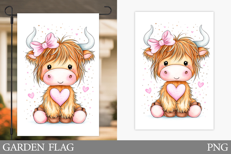 Valentines Cow Garden Flag. Valentines Garden Flag
