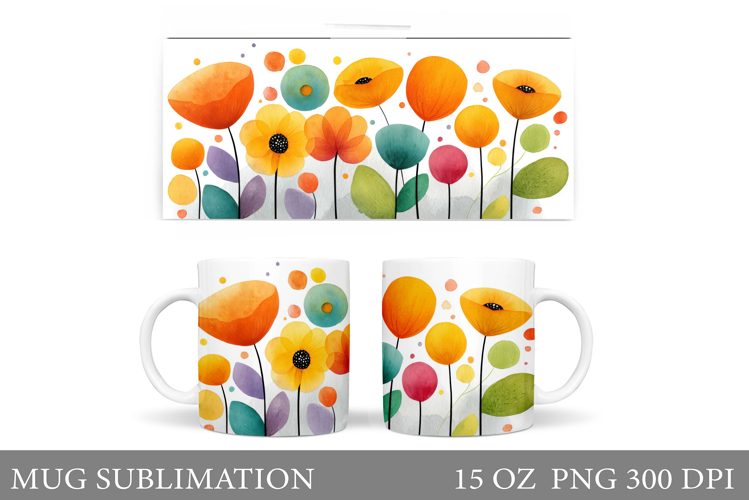 Flowers Mug Sublimation. Floral Mug Wrap Design