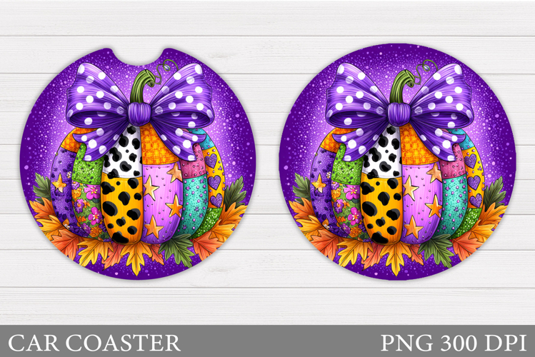 Fall Pumpkin Car Coaster. Pumpkin Flowers Car Coaster example image 1