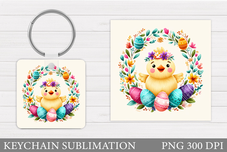 Easter Chick Keychain Sublimation. Easter Keychain Design