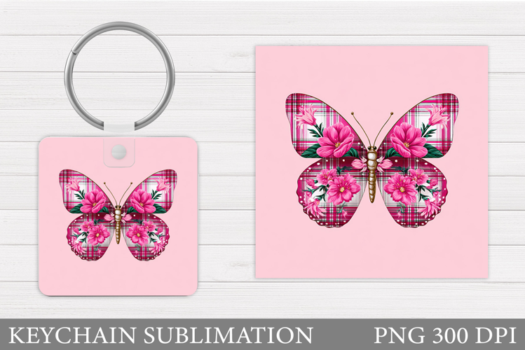Butterfly Keychain Sublimation. Butterfly Flowers Keychain