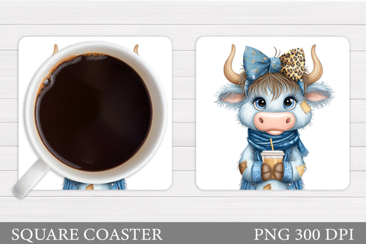 Cute Cow Coaster Design. Cute Cow Sublimation