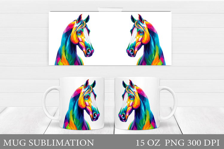 Horse Mug Wrap Sublimation. Horse Mug Design