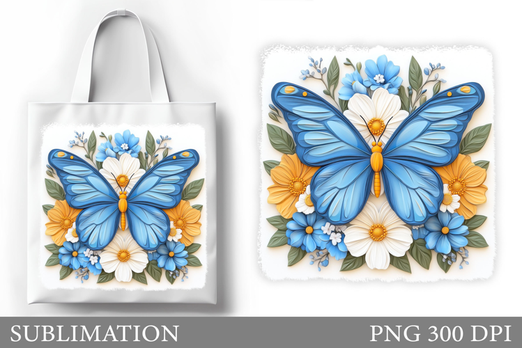 Butterfly Tote Bag Design. Flowers Tote Bag Sublimation