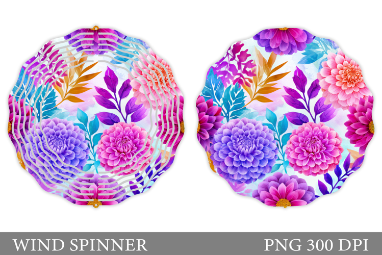 Flowers Wind Spinner Design. Floral Wind Spinner Sublimation