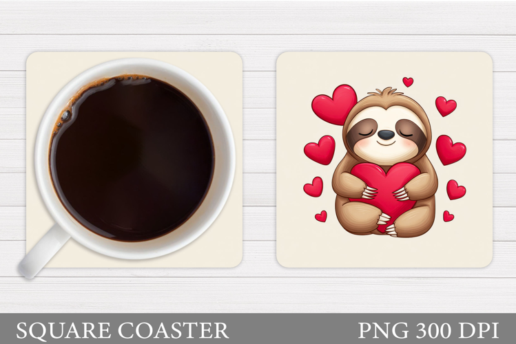 Valentines Sloth Coaster Design. Valentines Sloth Coaster