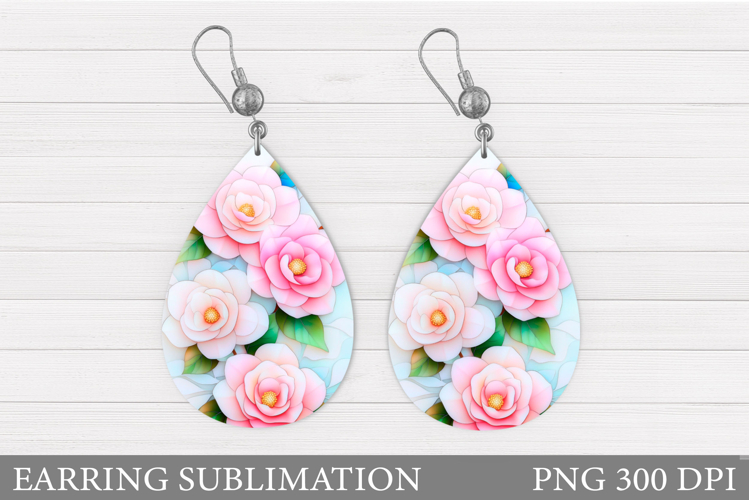 Flowers Teardrop Earring Design. Flowers Earring Sublimation