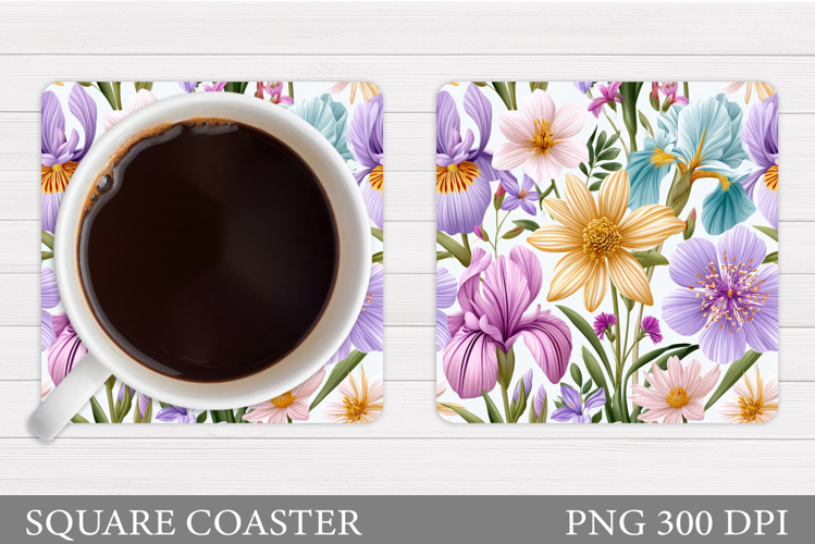 Flowers Coaster Design. Floral Coaster Sublimation
