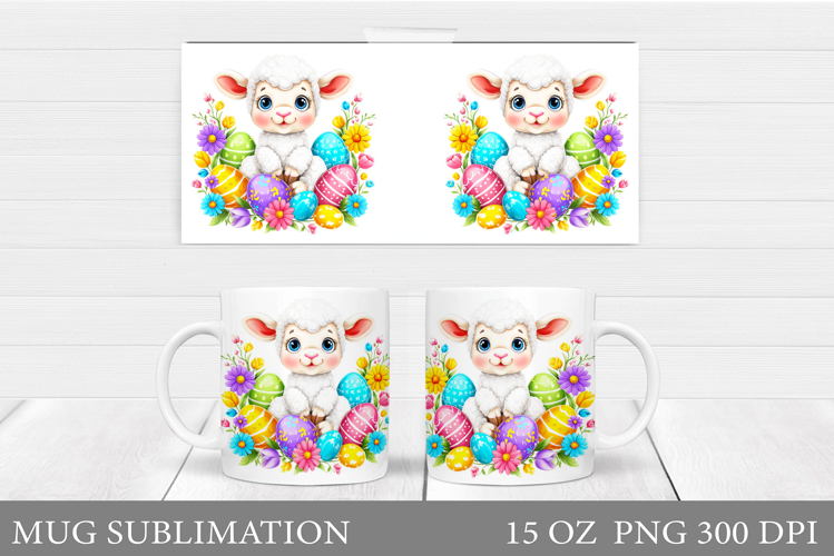 Lamb Easter Mug Sublimation. Easter Lamb Mug Design