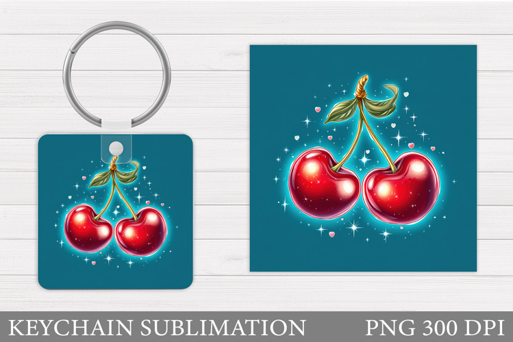 Cherry Keychain Design. Cherries Keychain Sublimation
