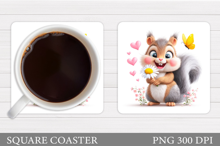 Cute Coaster Design. Cute Squirrel Sublimation