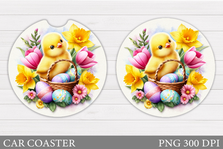 Easter Chick Car Coaster. Easter Car Coaster Sublimation