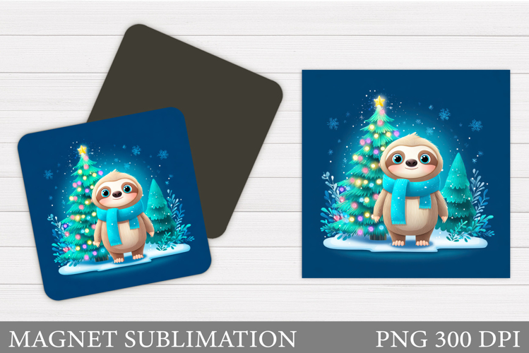 Christmas Sloth Magnet Design. Christmas Magnet Sublimation