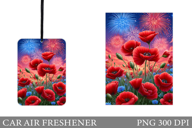 Poppies Car Air Freshener. Floral Car Air Freshener Design
