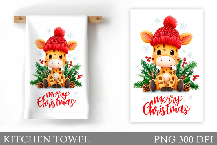 Cute Giraffe Kitchen Towel. Christmas Kitchen Towel Design