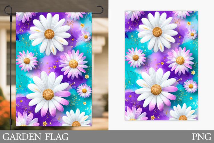 Daisy Flowers Garden Flag. Floral Garden Flag Sublimation