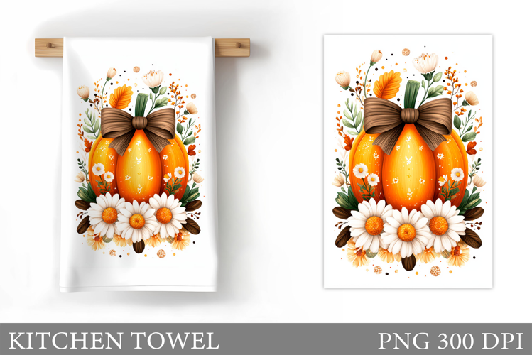 Pumpkin Kitchen Towel. Fall Kitchen Towel Sublimation