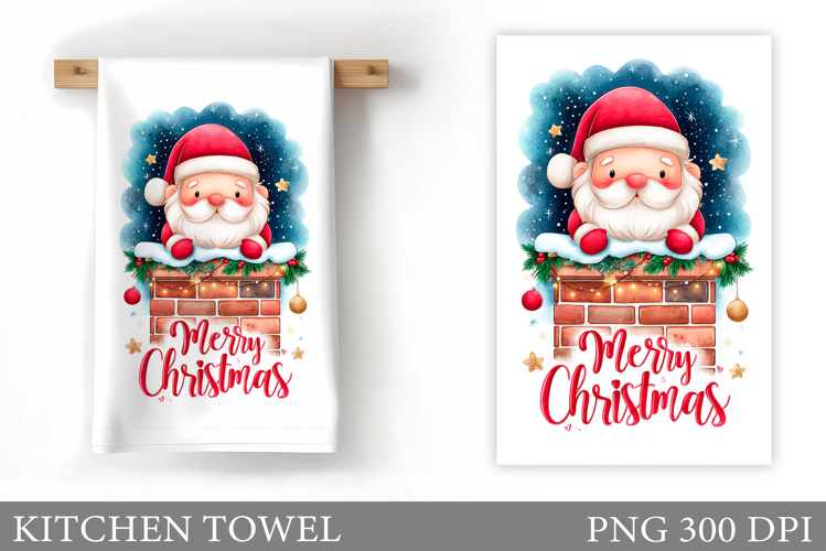 Santa Claus Kitchen Towel. Christmas Kitchen Towel Design