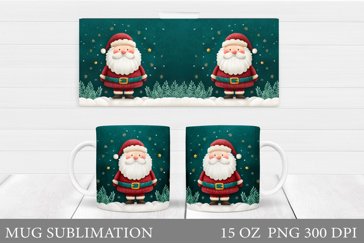 Cute Santa Claus Mug Design. Christmas Mug Sublimation